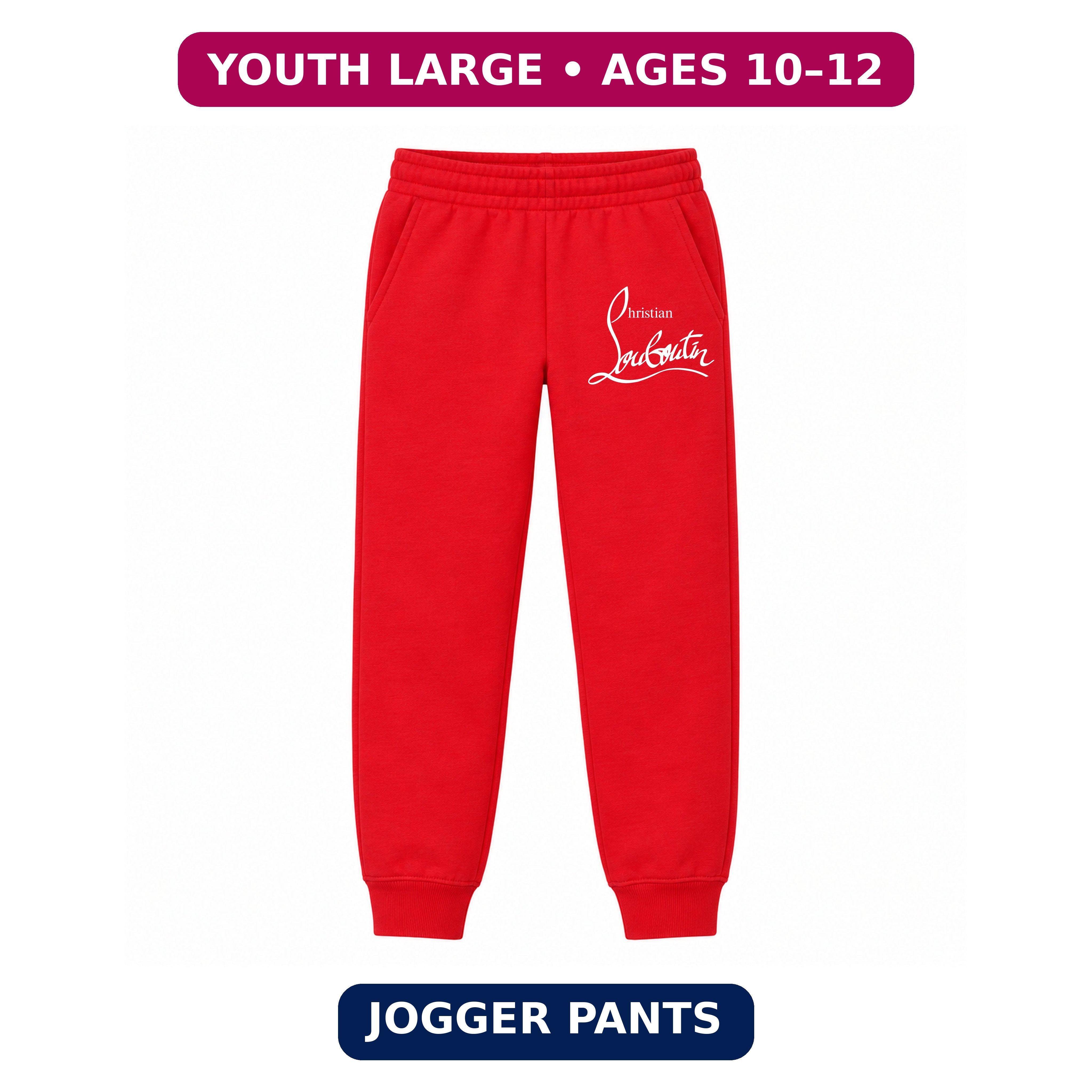 Christian Louboutin youth jogger sweatpants, Red, Youth Large ages 10–12