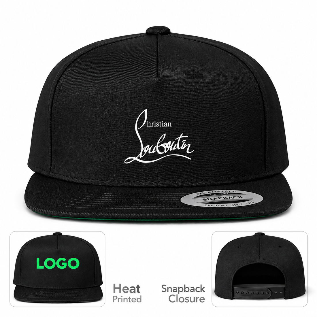 Christian Louboutin snapback in Black, main front view with product information