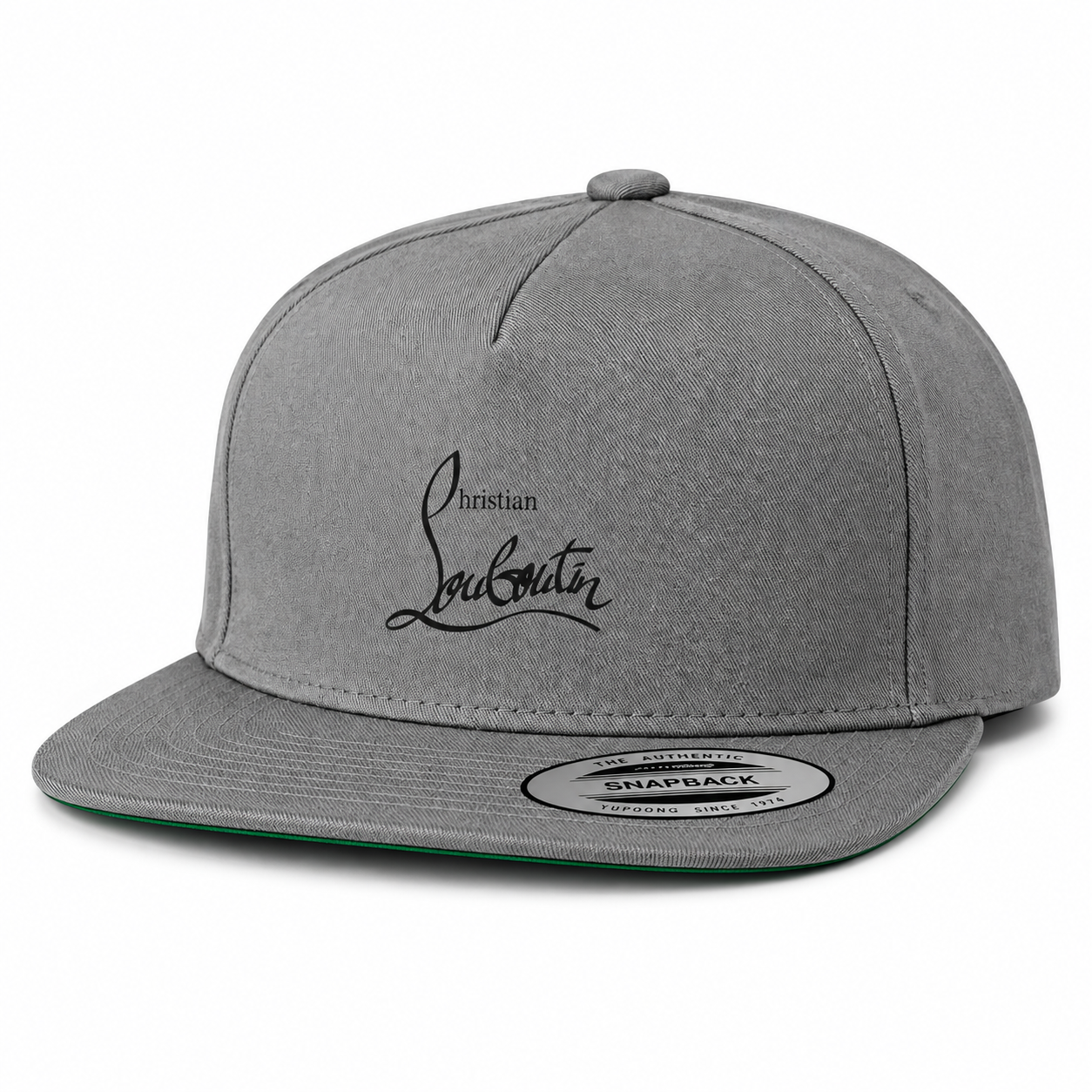 Christian Louboutin snapback in Grey, front angled view