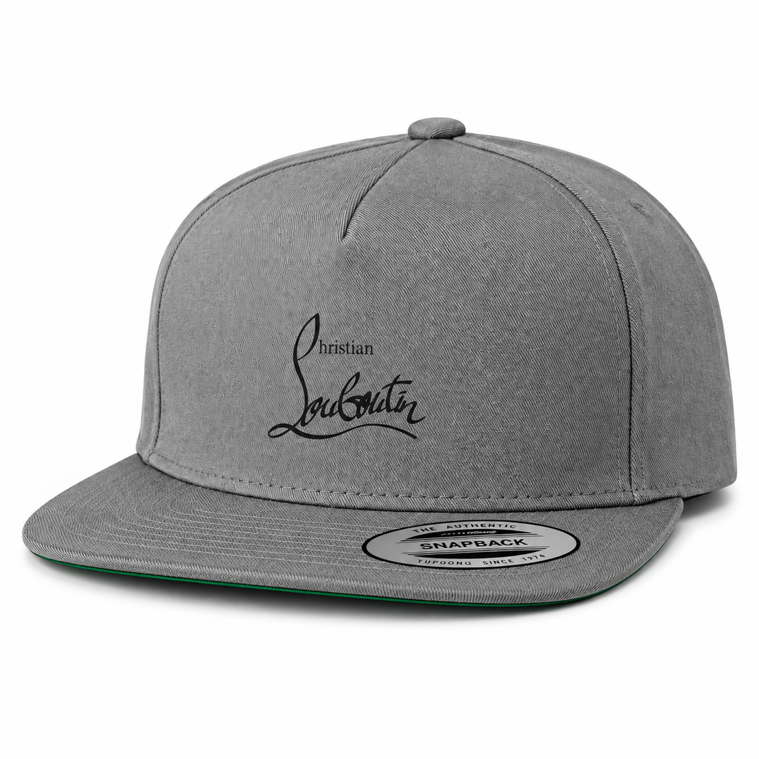 Christian Louboutin snapback in Grey, front angled view