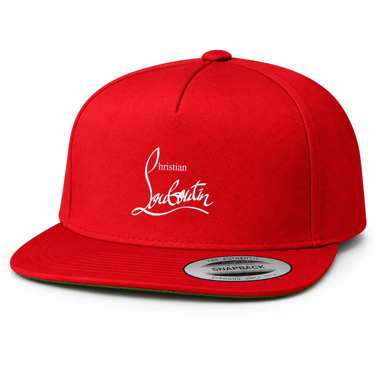 Christian Louboutin snapback in Red, front angled view