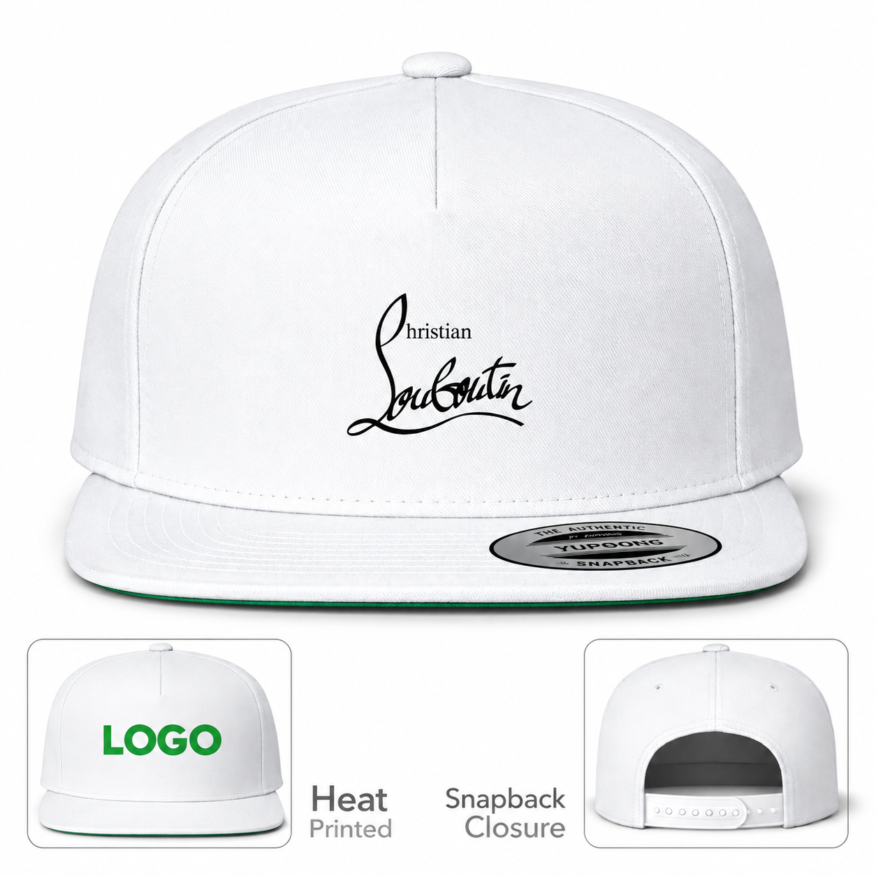 Christian Louboutin snapback in White, main front view with product information