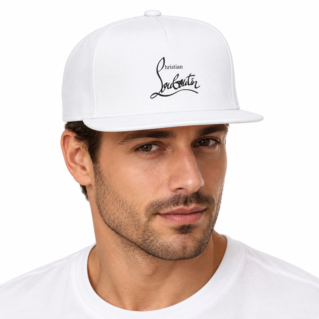 Christian Louboutin snapback in White, model view
