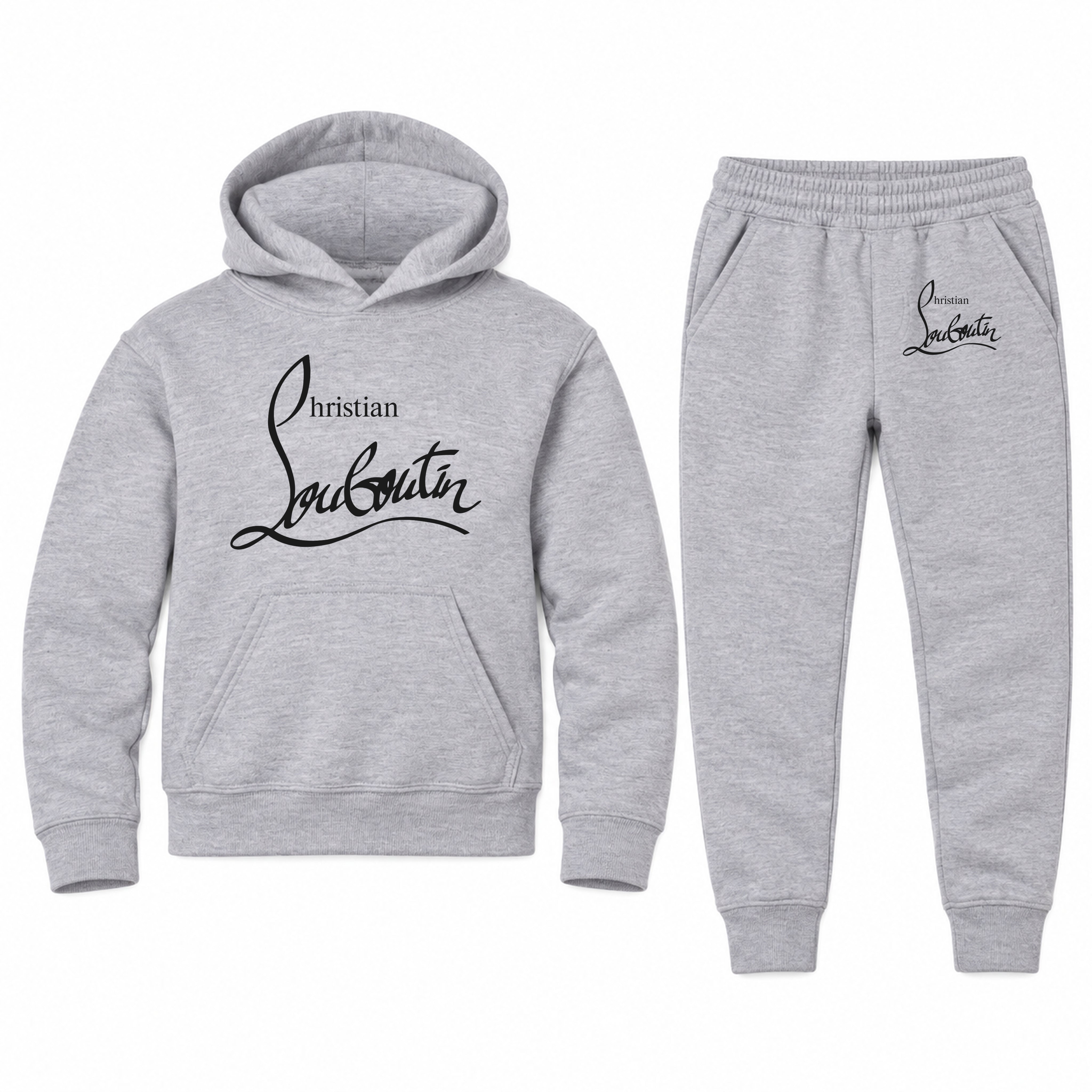 Christian Louboutin Youth Hoodie Jogger Set | Sports Grey | Youth Large, ages 10–12