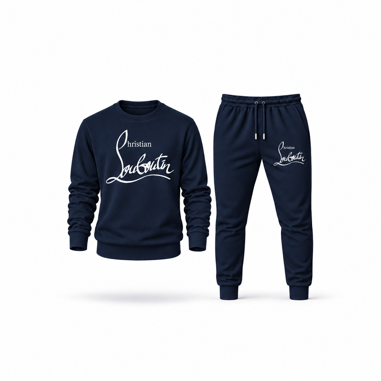Men's Christian Louboutin Sweatshirt Joggers Set | Color: Navy | Main