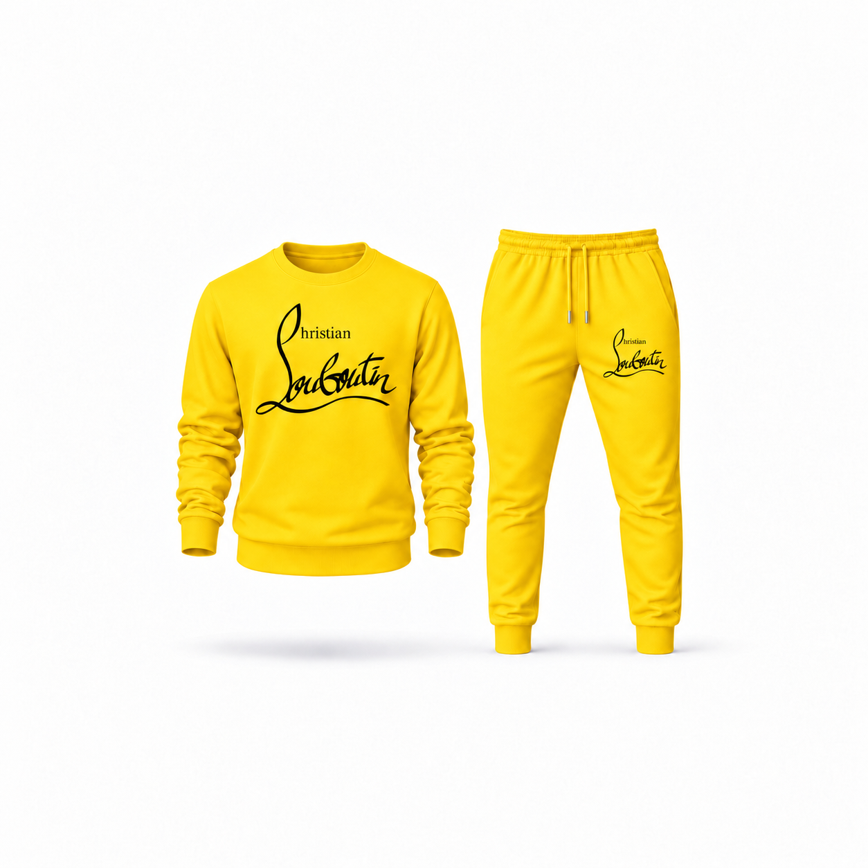 Men's Christian Louboutin Sweatshirt Joggers Set | Color: Yellow | Main