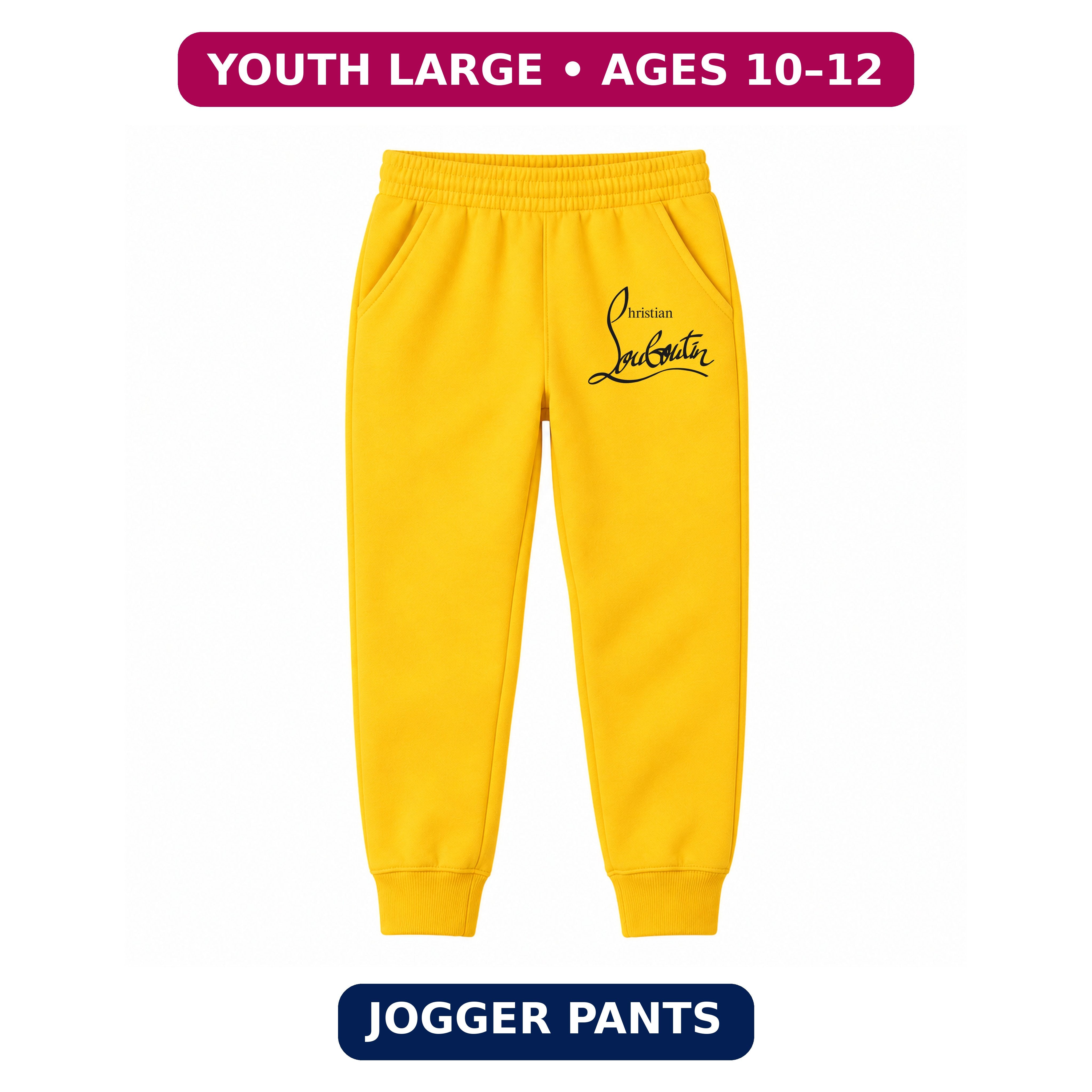 Christian Louboutin youth jogger sweatpants, Yellow, Youth Large ages 10–12