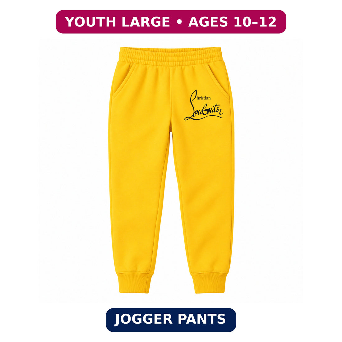 Christian Louboutin youth jogger sweatpants, Yellow, Youth Large ages 10–12