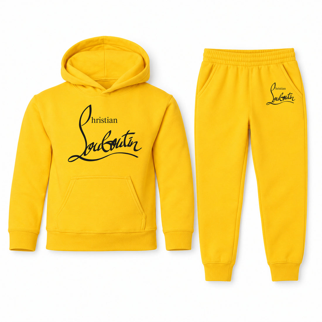 Christian Louboutin Youth Hoodie Jogger Set | Yellow | Youth Large, ages 10–12