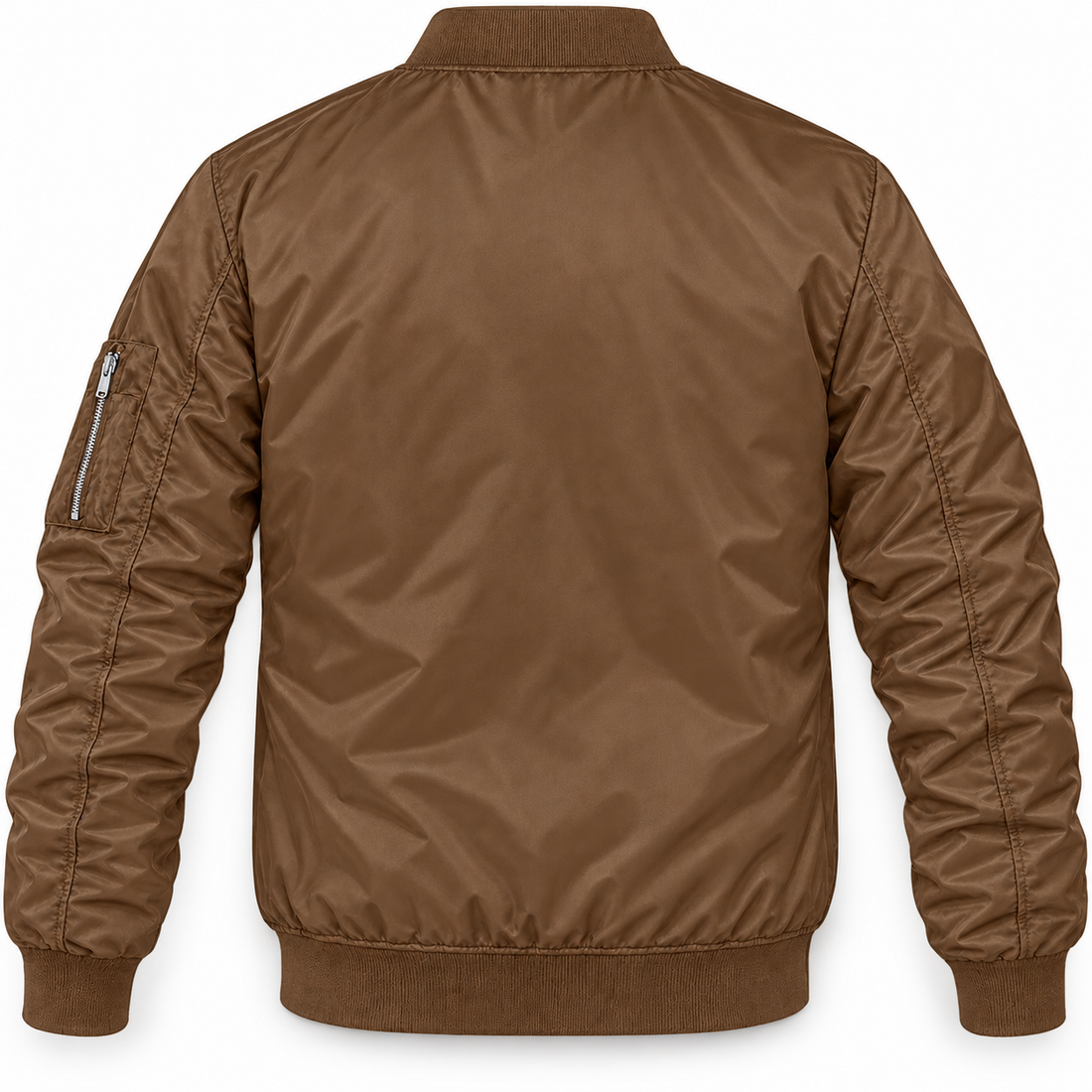 Men's Coach Lightweight Bomber Jacket Windbreaker Softshell Varsity Jacket Coat | Color: Brown | Image 4