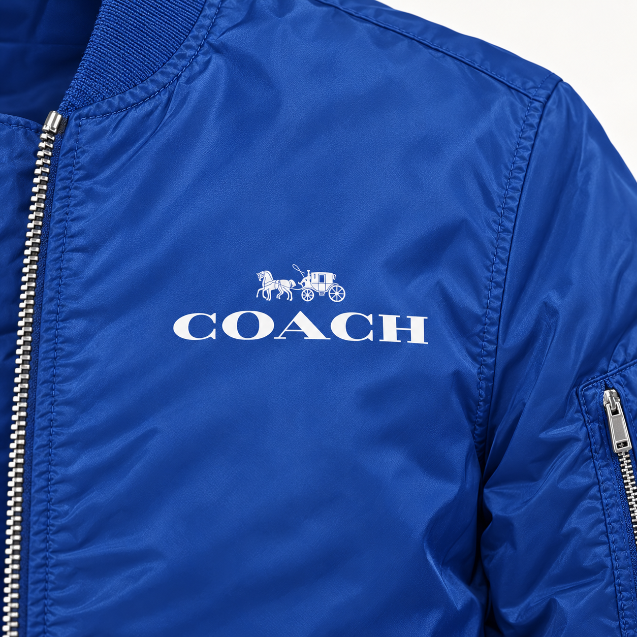 Men's Coach Lightweight Bomber Jacket | Color: Royal Blue | Image 2