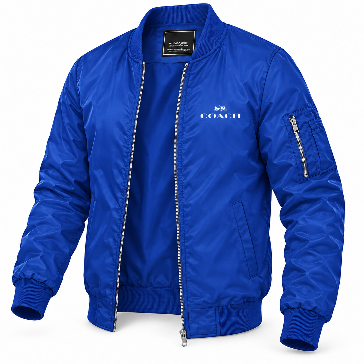 Men's Coach Lightweight Bomber Jacket | Color: Royal Blue | Image 3