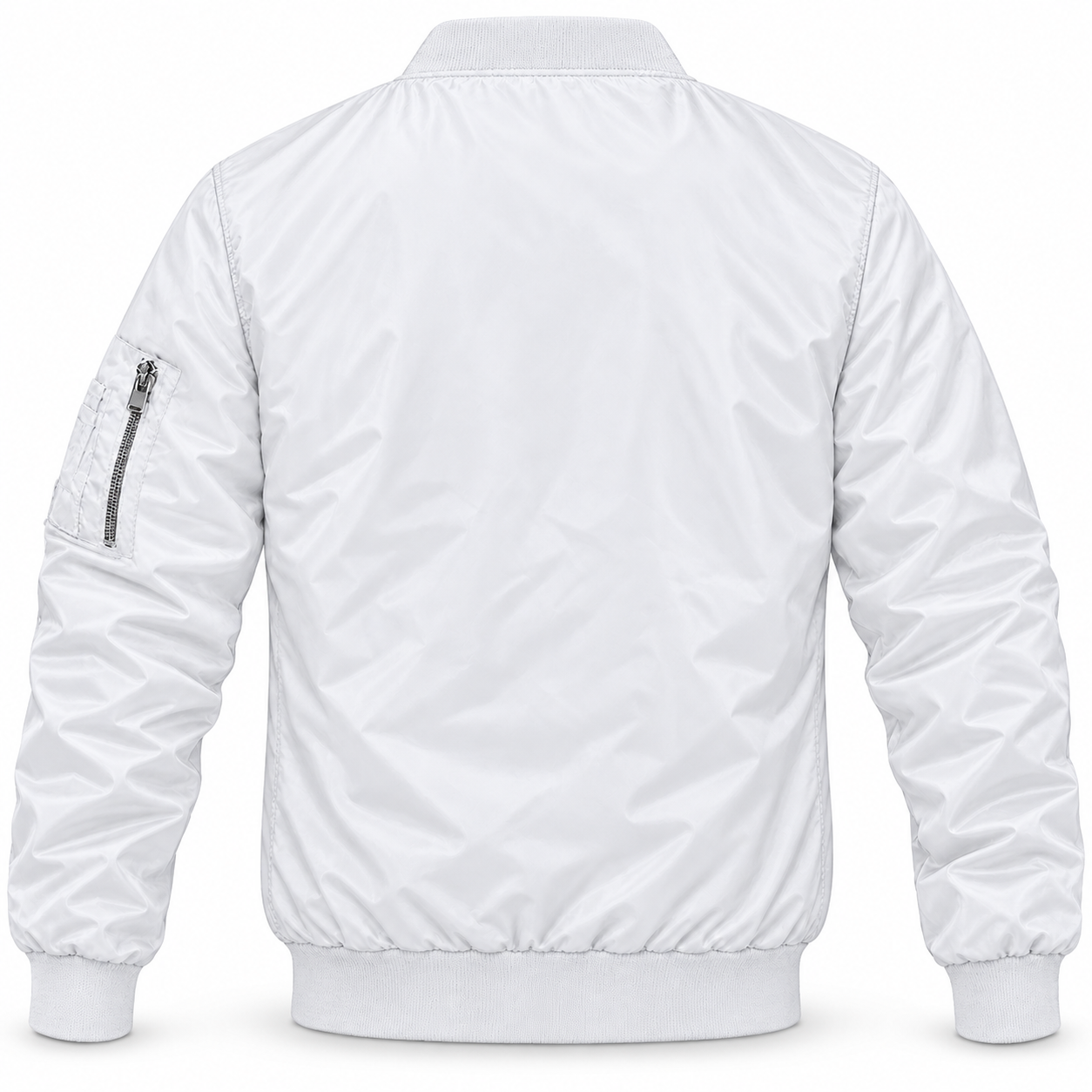 Men's Coach Lightweight Bomber Jacket Windbreaker Softshell Varsity Jacket Coat | Color: White | Image 4