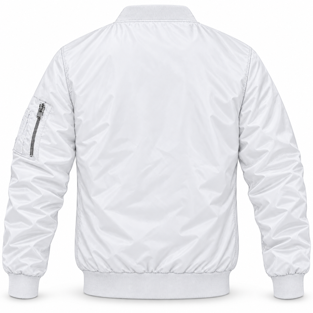 Men's Coach Lightweight Bomber Jacket Windbreaker Softshell Varsity Jacket Coat | Color: White | Image 4