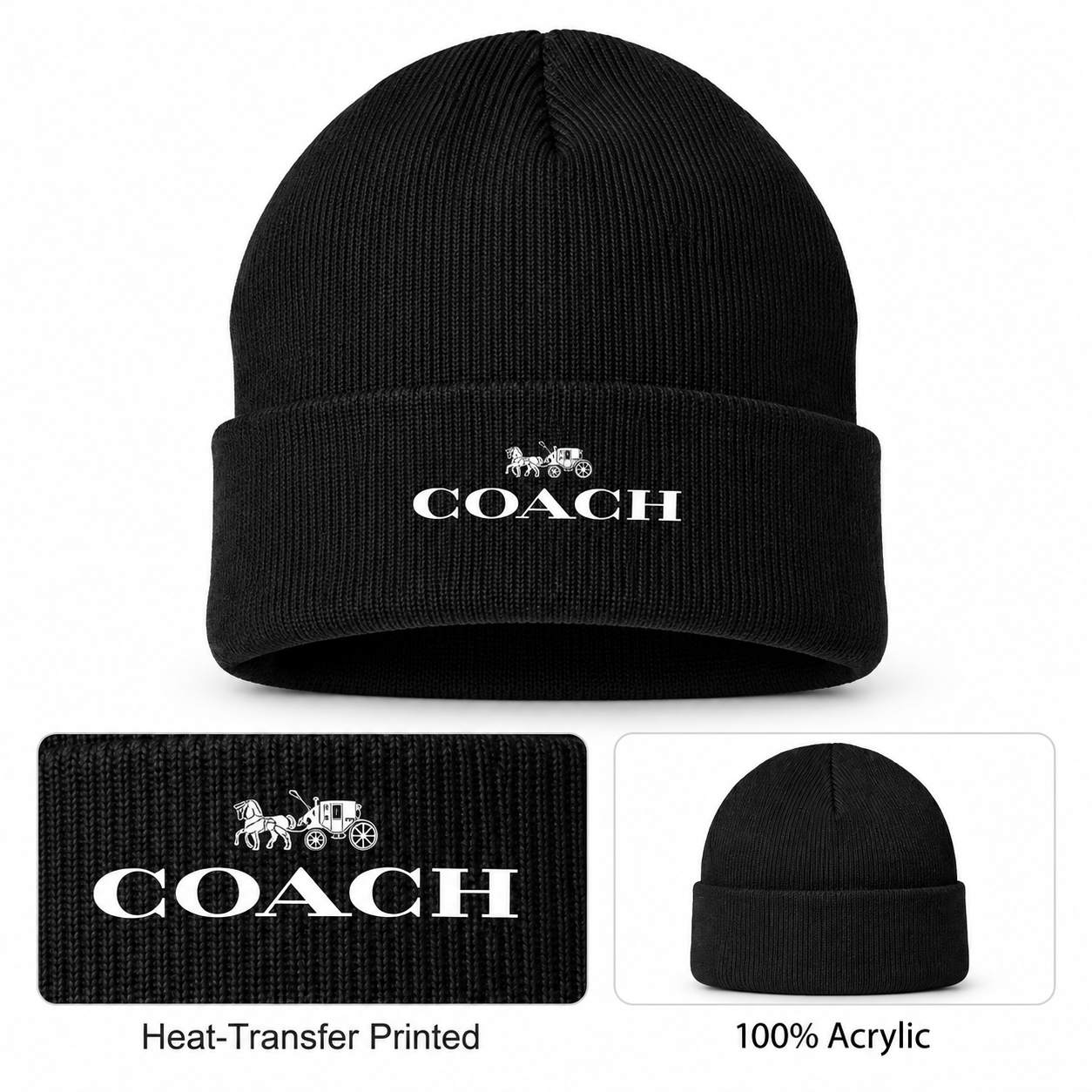Coach Cuffed Beanie Hat | Color: black | Image 1