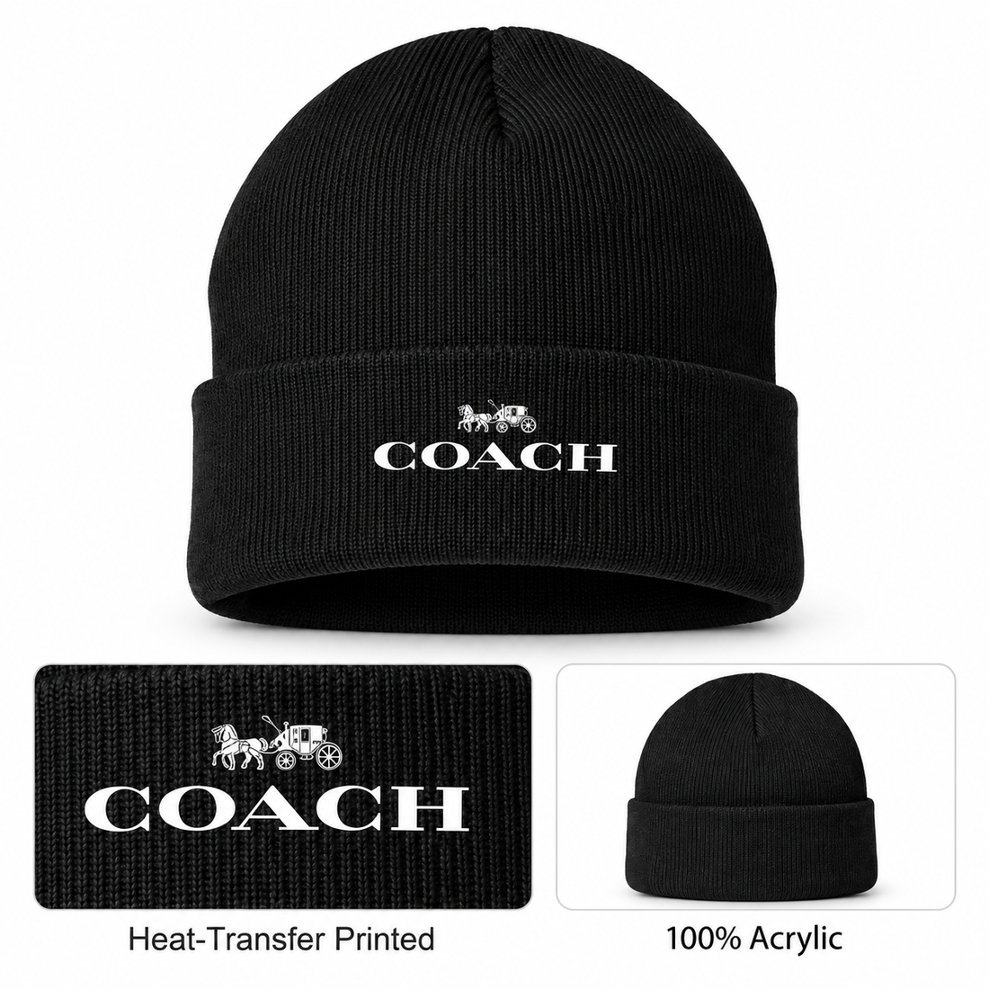Coach Cuffed Beanie Hat | Color: black | Image 1