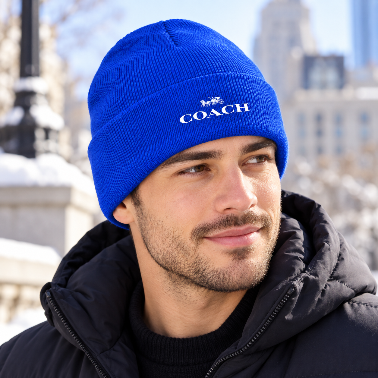 Coach Cuffed Beanie Hat | Color: blue | Image 2