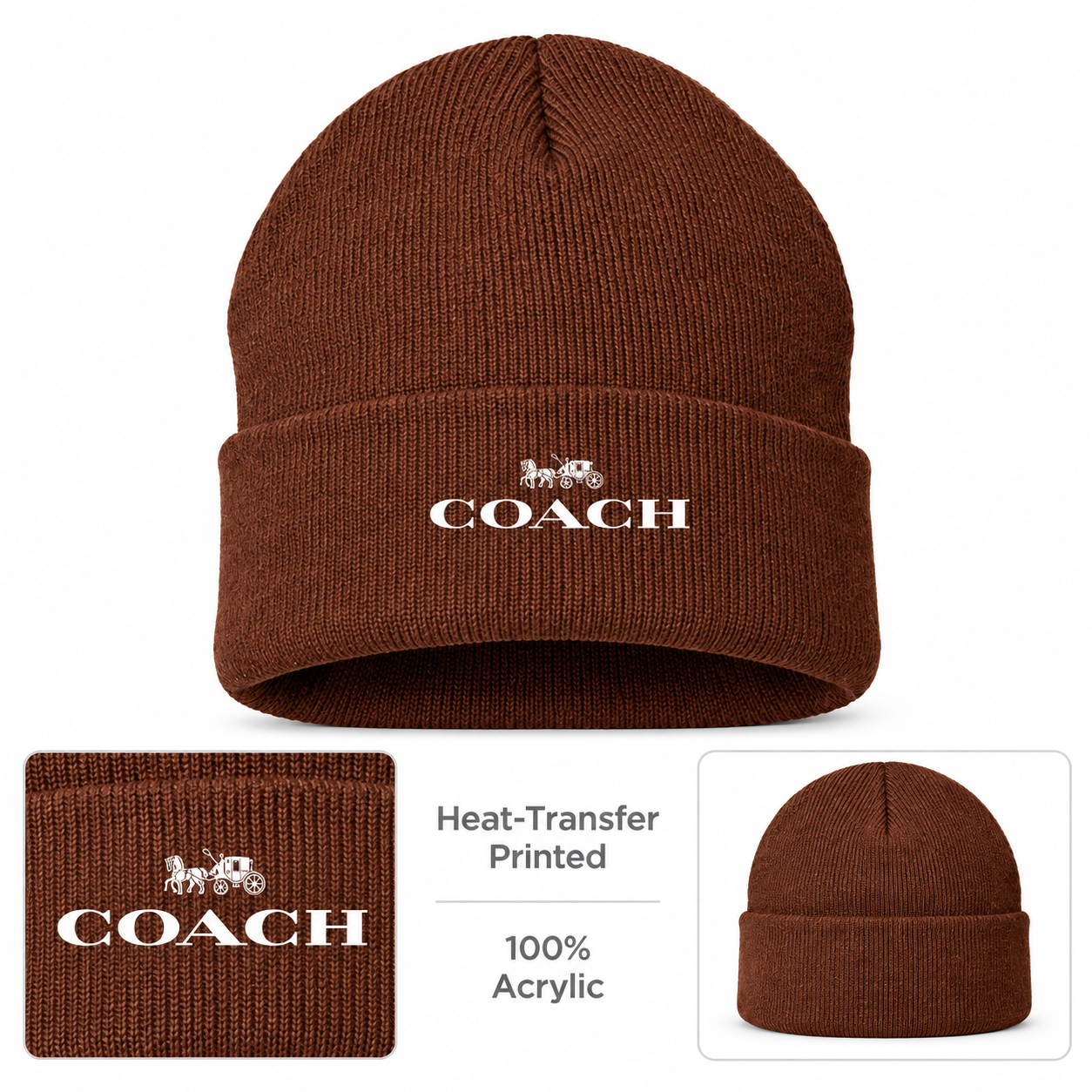 Coach Cuffed Beanie Hat | Color: brown | Image 1