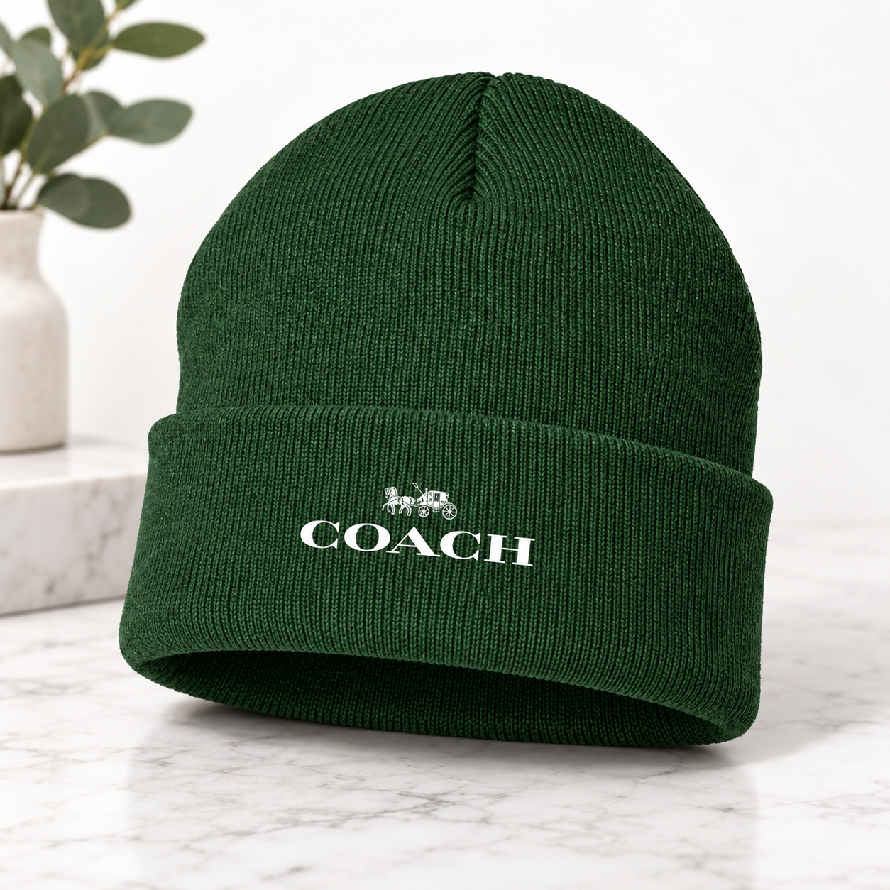 Coach Cuffed Beanie Hat | Color: forest green | Image 3