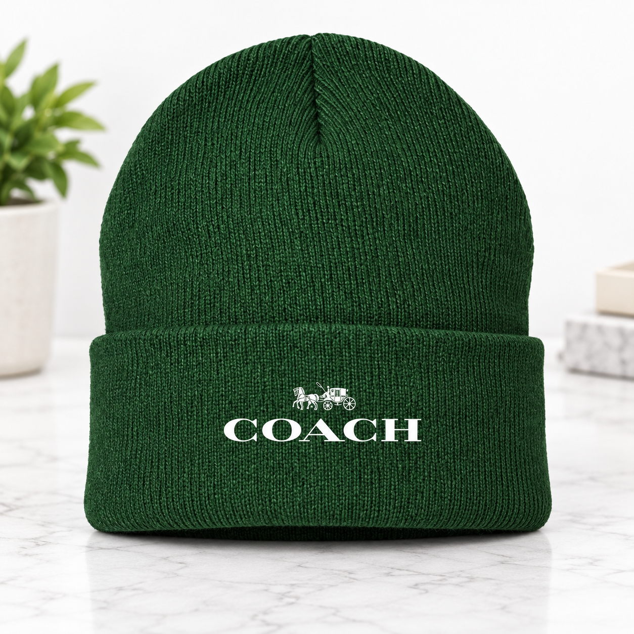 Coach Cuffed Beanie Hat | Color: forest green | Image 4