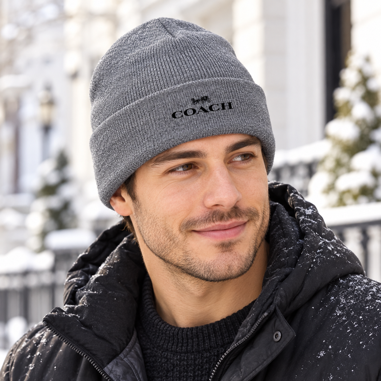 Coach Cuffed Beanie Hat | Color: gray | Image 2