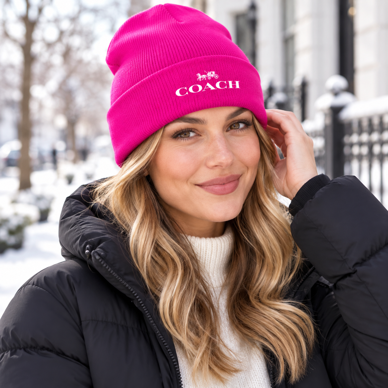 Coach Cuffed Beanie Hat | Color: hot pink | Image 2
