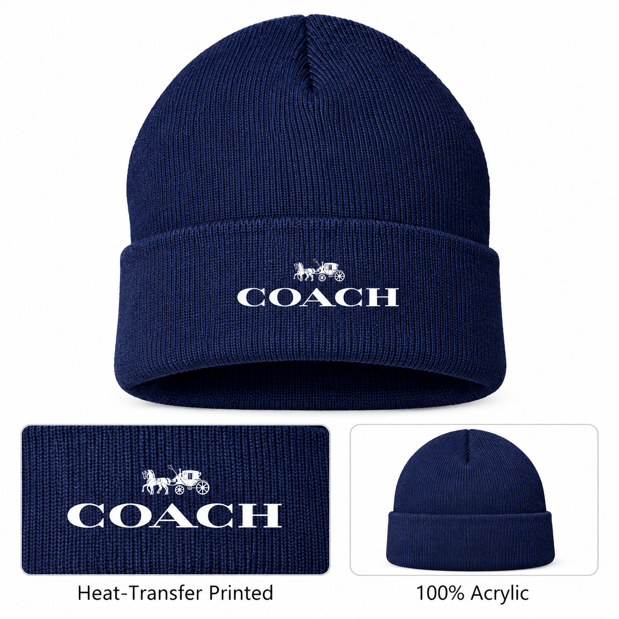 Coach Cuffed Beanie Hat | Color: navy | Image 1