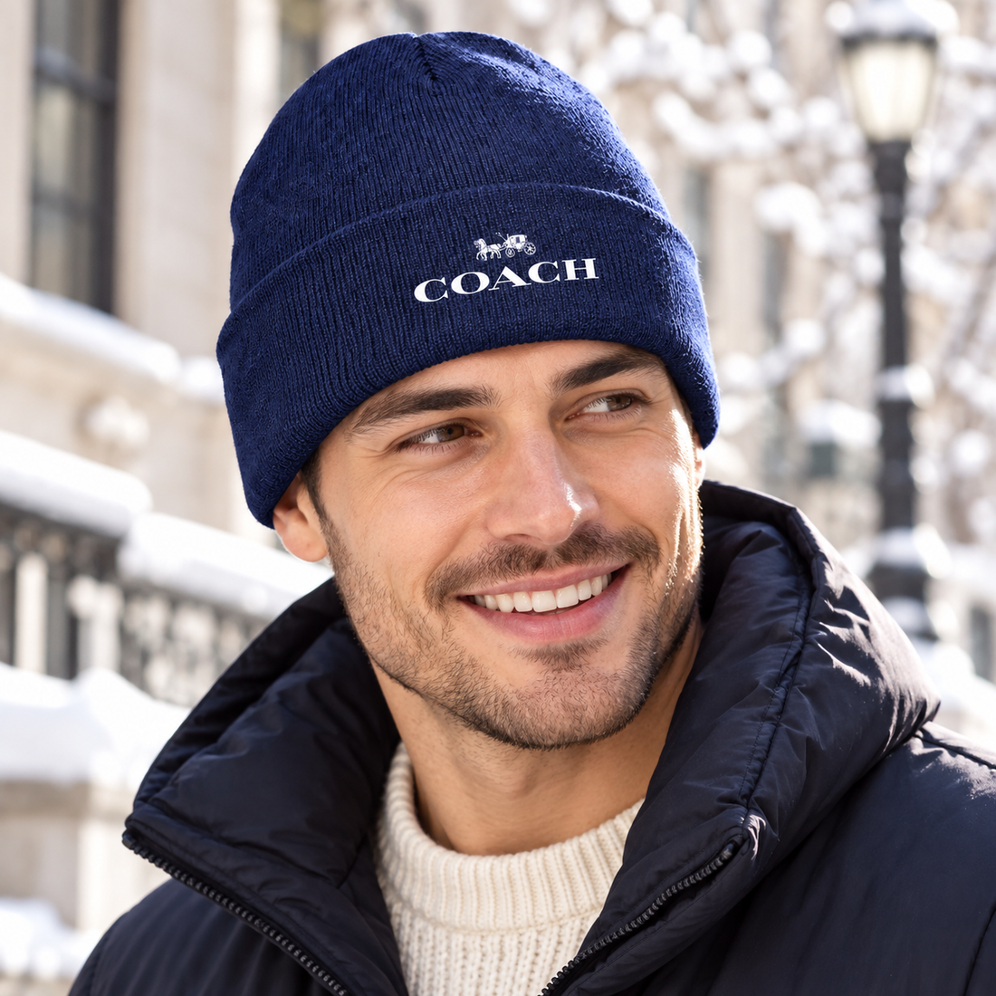 Coach Cuffed Beanie Hat | Color: navy | Image 2