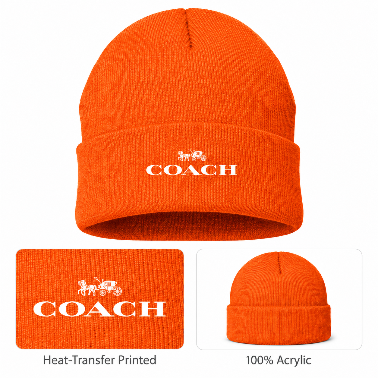 Coach Cuffed Beanie Hat | Color: orange | Image 1