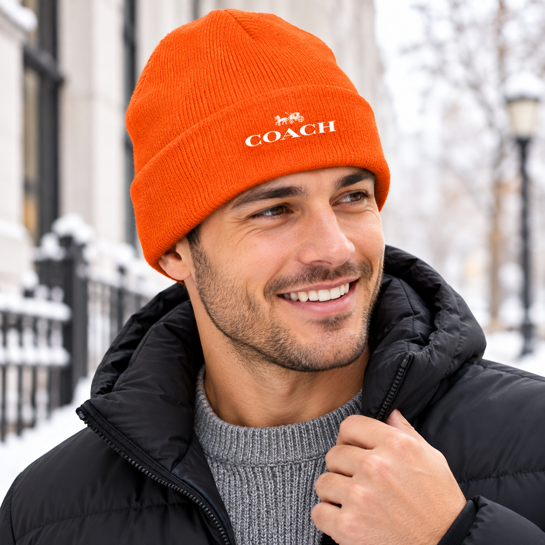 Coach Cuffed Beanie Hat | Color: orange | Image 2