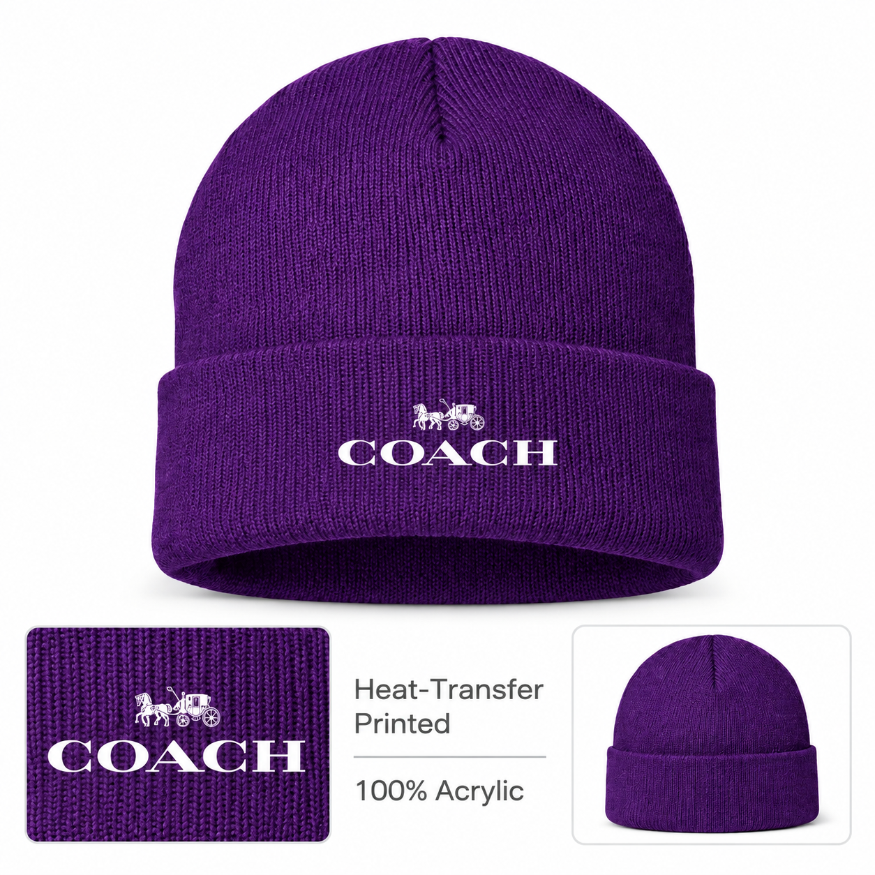 Coach Cuffed Beanie Hat | Color: purple | Image 1