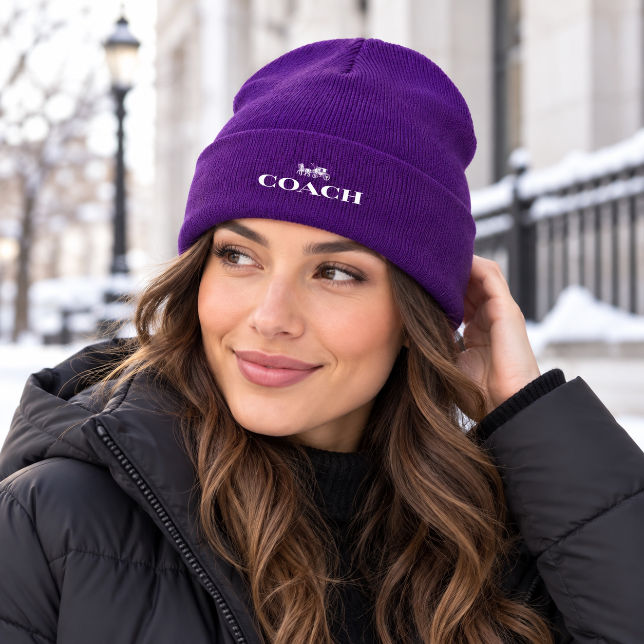 Coach Cuffed Beanie Hat | Color: purple | Image 2