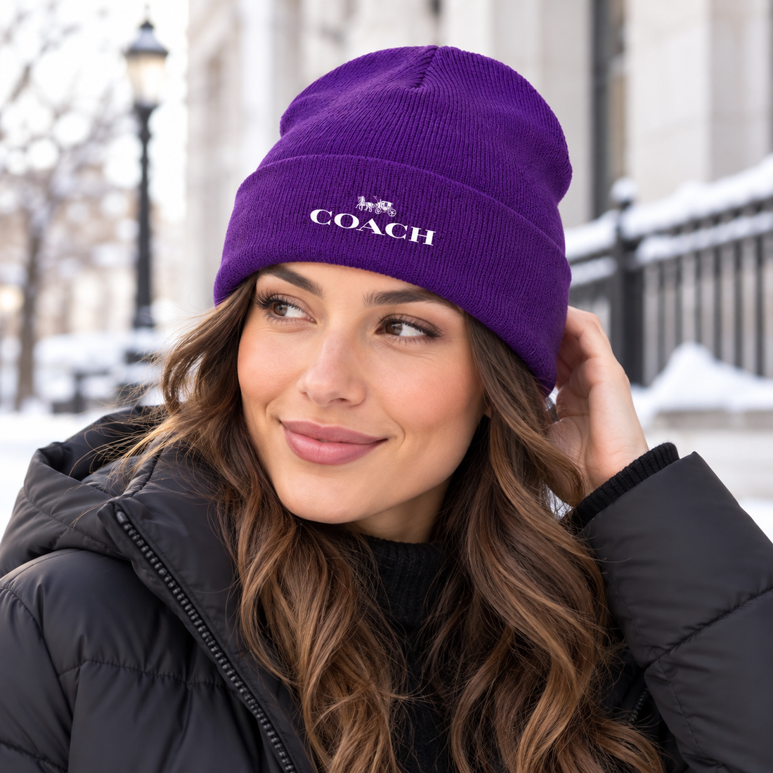 Coach Cuffed Beanie Hat | Color: purple | Image 2