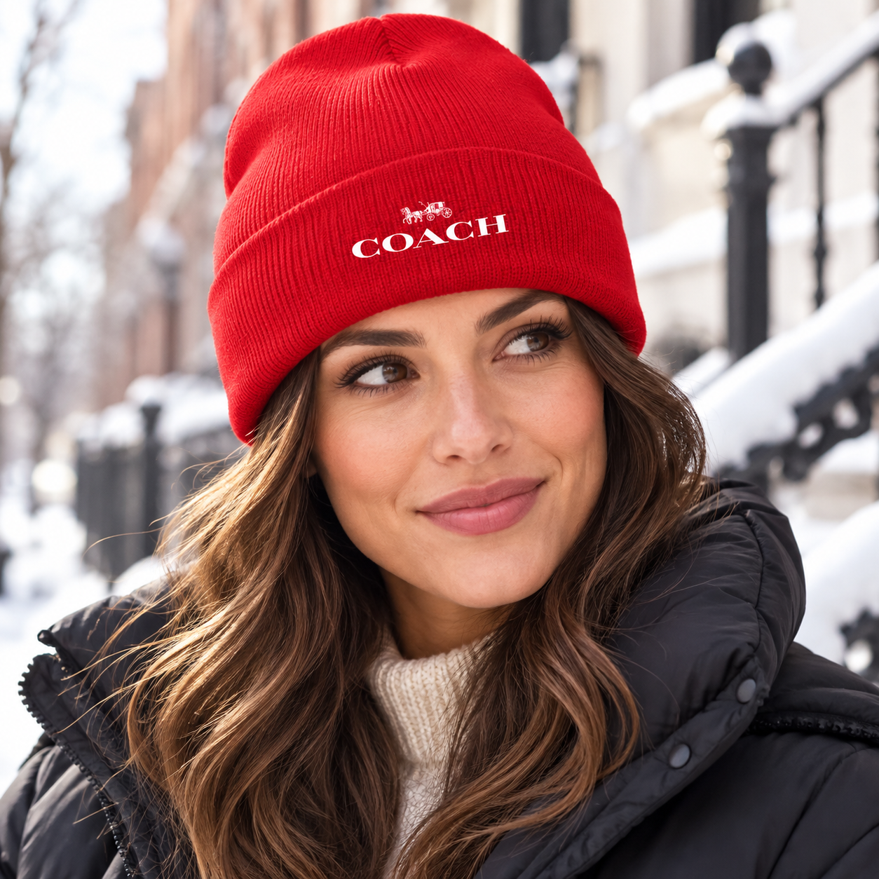 Coach Cuffed Beanie Hat | Color: red | Image 2
