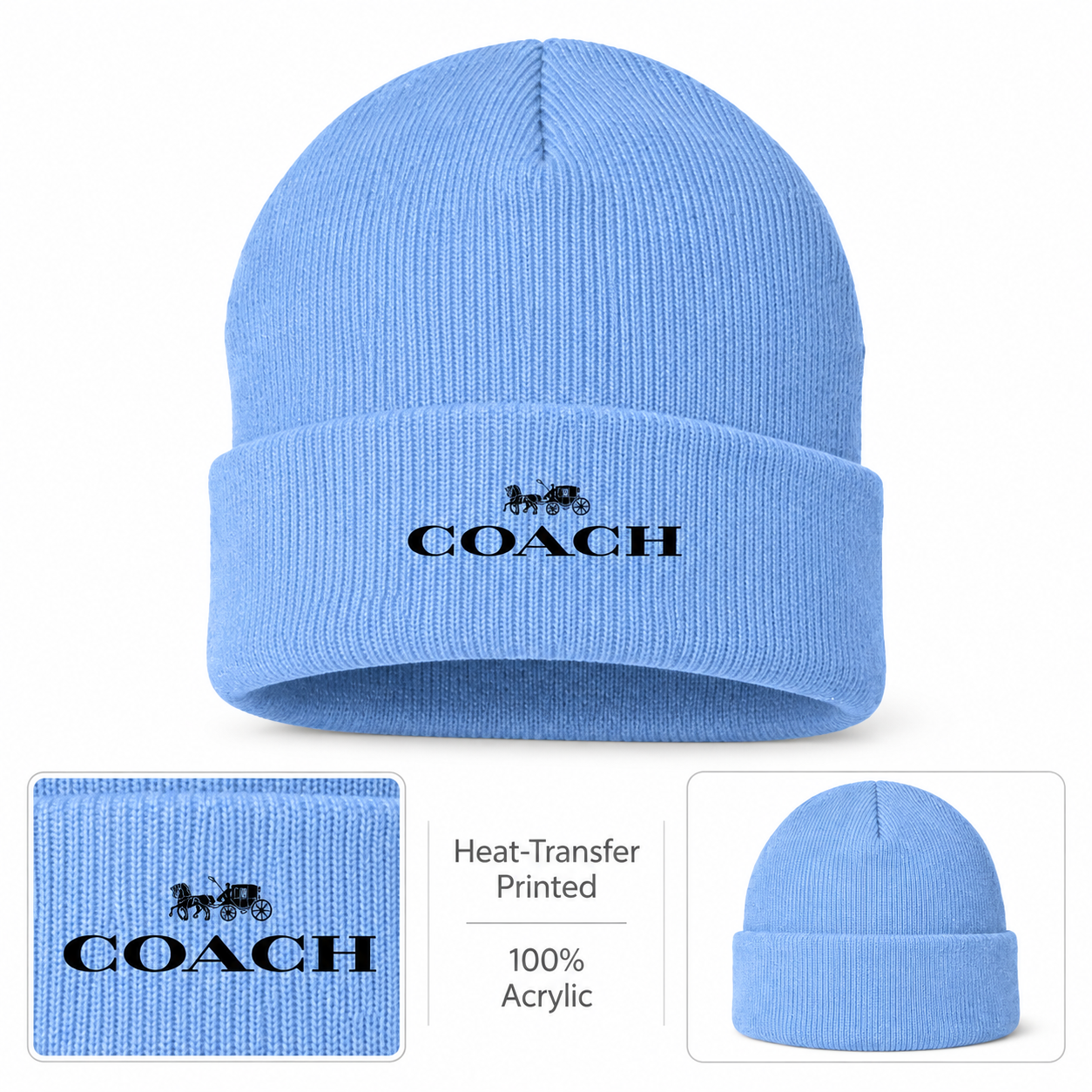 Coach Cuffed Beanie Hat | Color: sky blue | Image 1