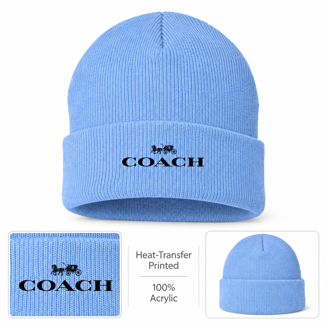 Coach Cuffed Beanie Hat | Color: sky blue | Image 1