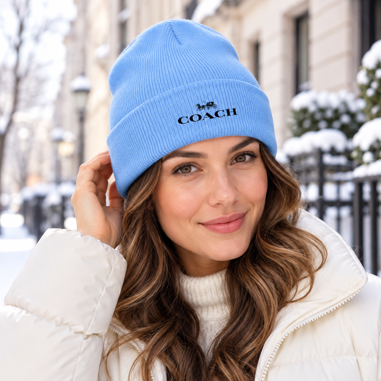 Coach Cuffed Beanie Hat | Color: sky blue | Image 2