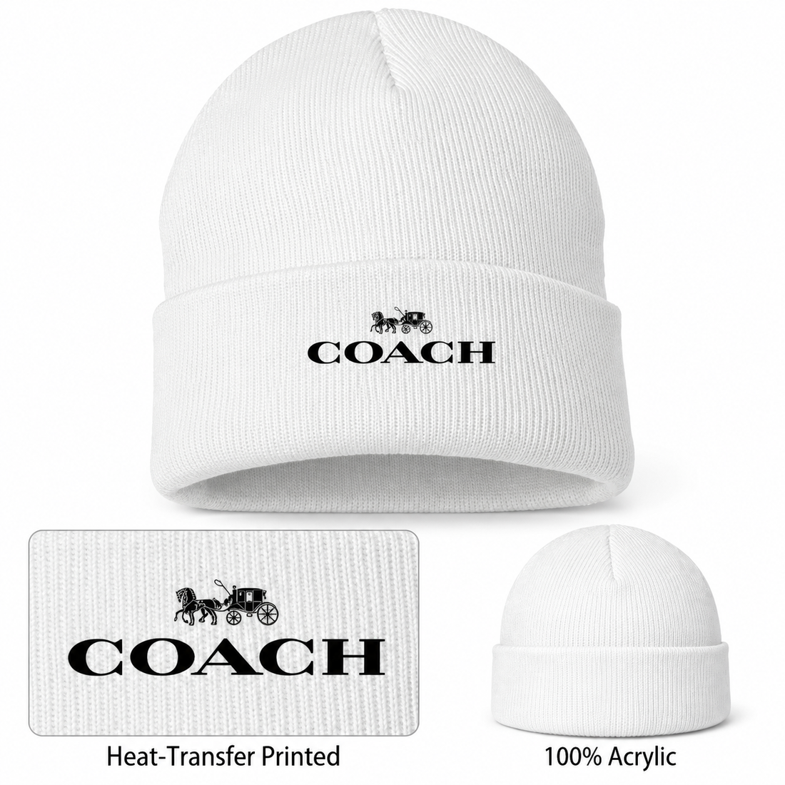 Coach Cuffed Beanie Hat | Color: white | Image 1