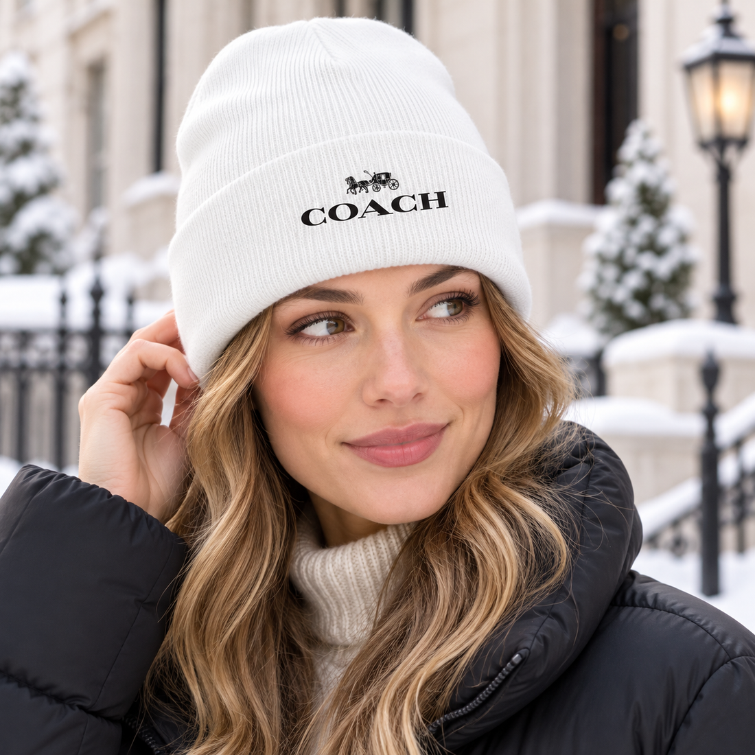 Coach Cuffed Beanie Hat | Color: white | Image 2