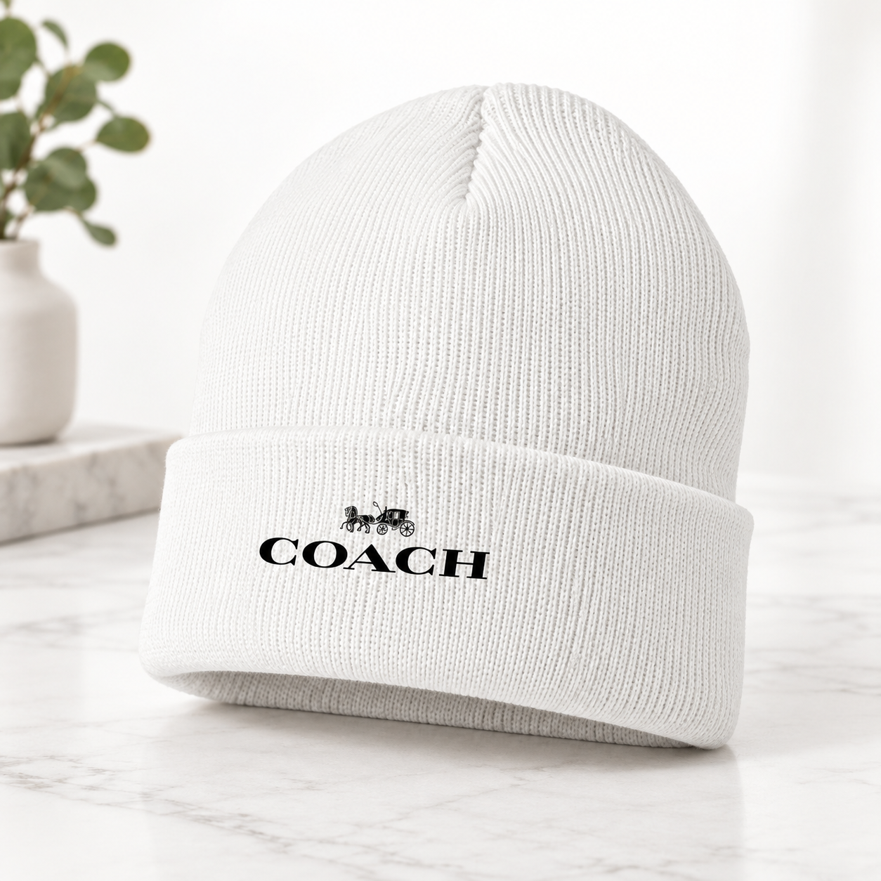 Coach Cuffed Beanie Hat | Color: white | Image 3