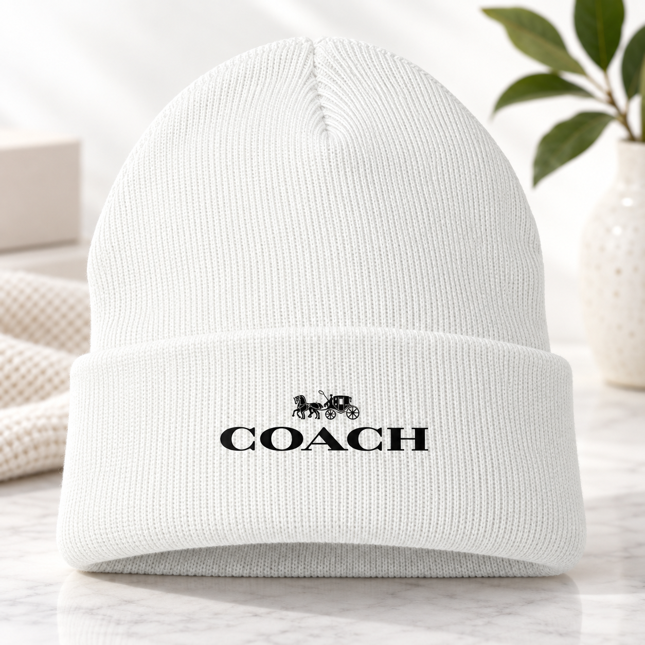 Coach Cuffed Beanie Hat | Color: white | Image 4