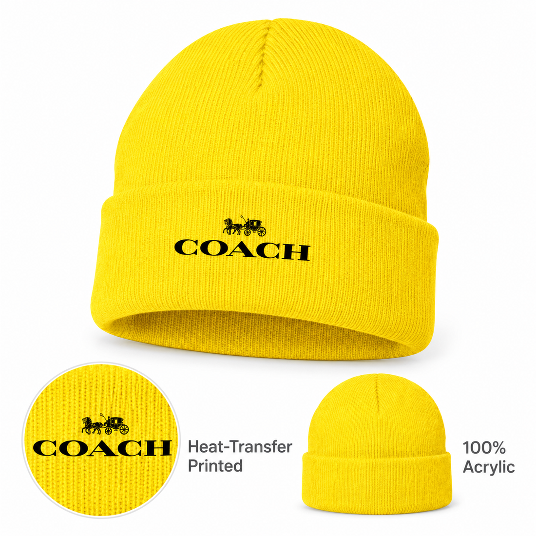 Coach Cuffed Beanie Hat | Color: yellow | Image 1