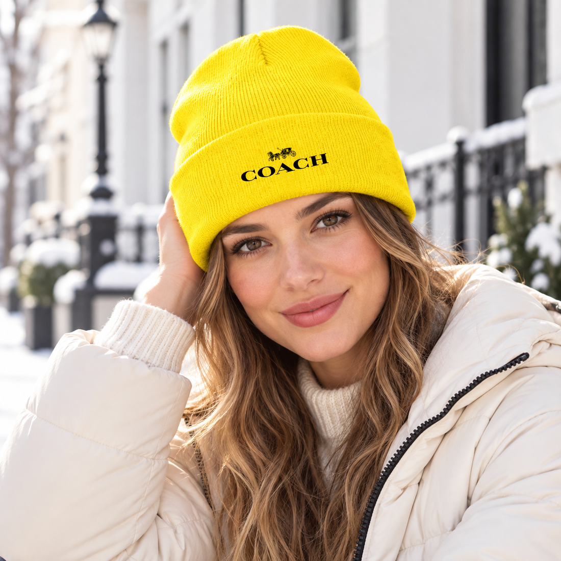 Coach Cuffed Beanie Hat | Color: yellow | Image 2