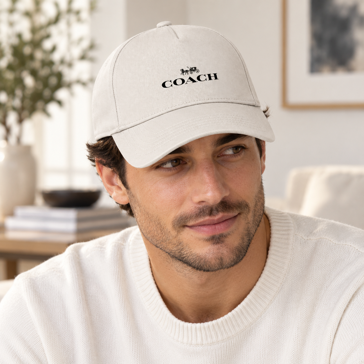Coach Dad Baseball Cap Hat - Beige - Image 2