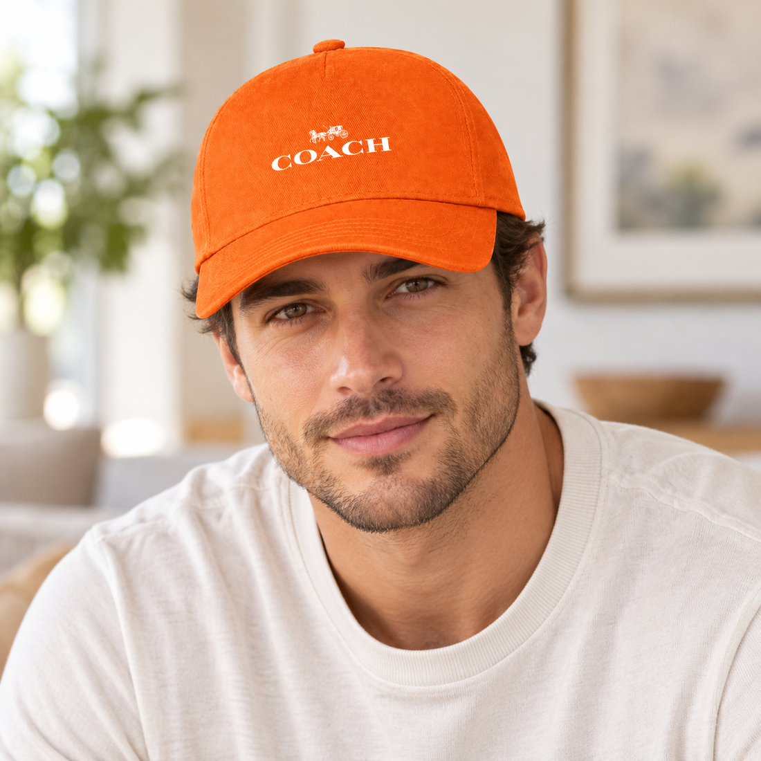 Coach Dad Baseball Cap Hat - Orange - Image 2
