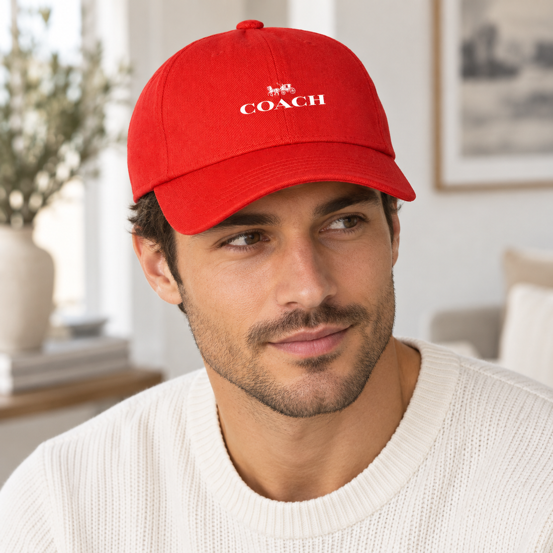 Coach Dad Baseball Cap Hat - Red - Image 2