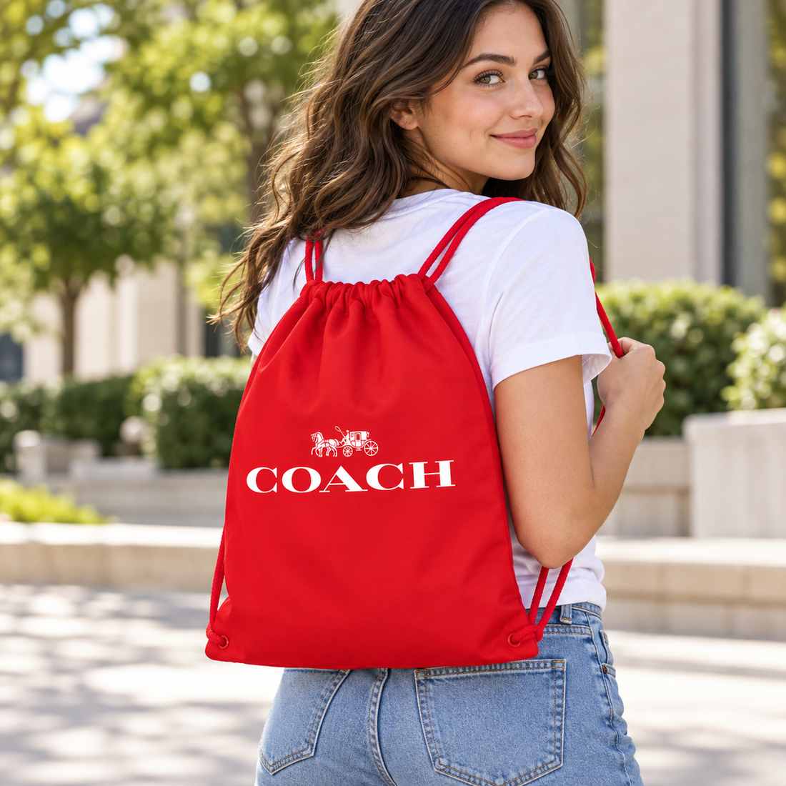 Coach Drawstring Bag - Red - lifestyle