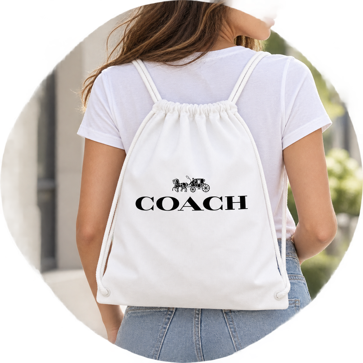 Coach Drawstring Bag - White - lifestyle