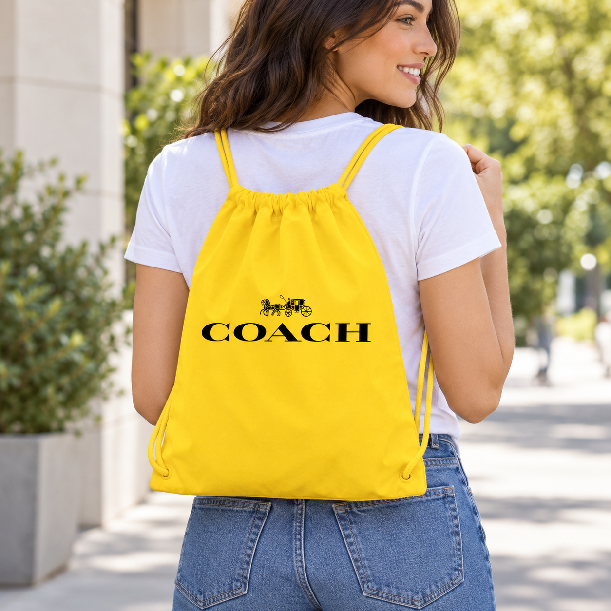 Coach Drawstring Bag - Yellow - lifestyle