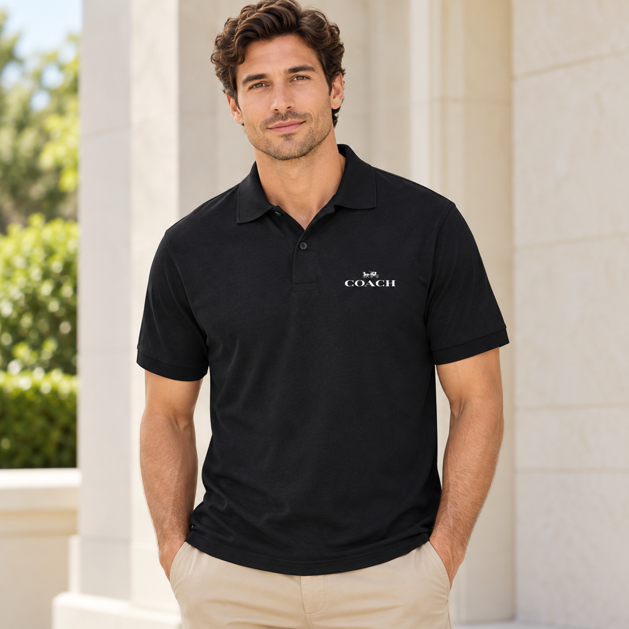 Men's Coach Dry Blend Polo - Black - lifestyle